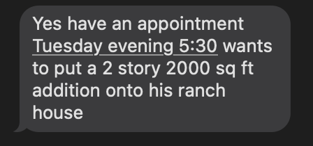 Client text: 2-story 2,000 sq ft addition