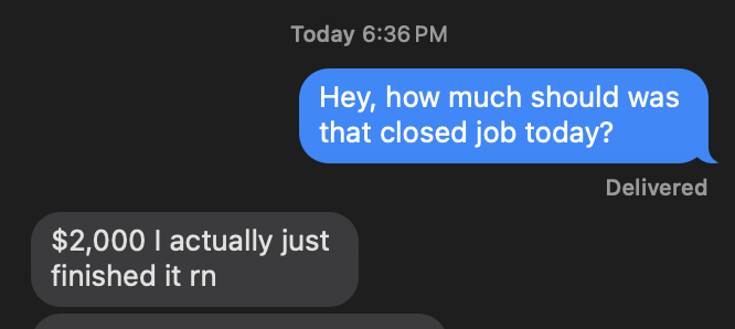 Client text: Job finished same day