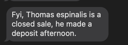 Client text: Thomas Espinalis — closed sale